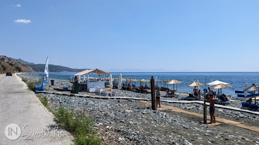 The section of beach in front of Samothraki Beach Hotel