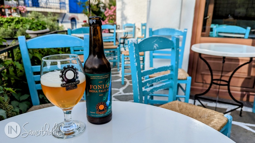 Fonias Pale Ale beer at the Kalderimi café in Chora