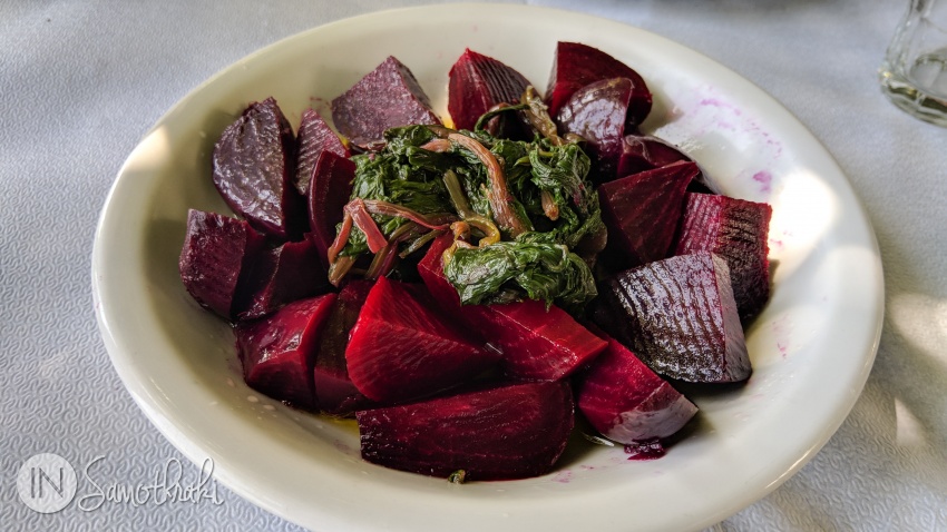 Beetroot salad at To Akrogiali Tavern in Lakkoma
