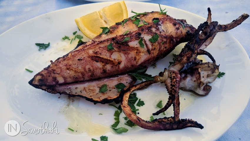 Stuffed squid at I Synandisi Tavern in Kamariotissa